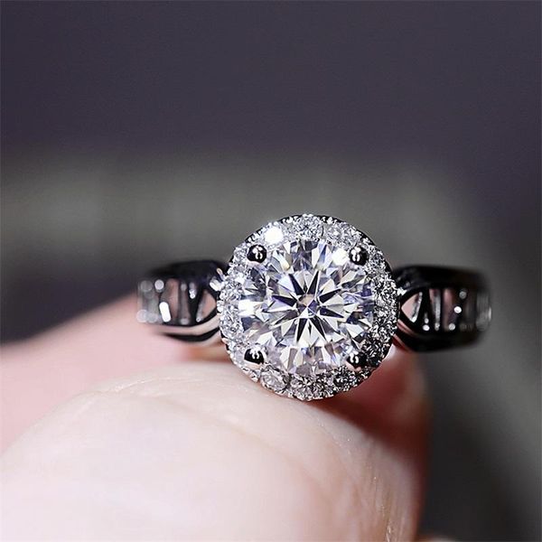 

wedding rings caoshi hollow-carved design ring for female 4 claw inlaid cz accessories women with dinner anniversary jewelry gift, Slivery;golden