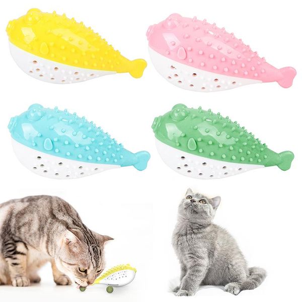 

cat toys pet toothbrush cleaning teeth bite fish toy chew supplies