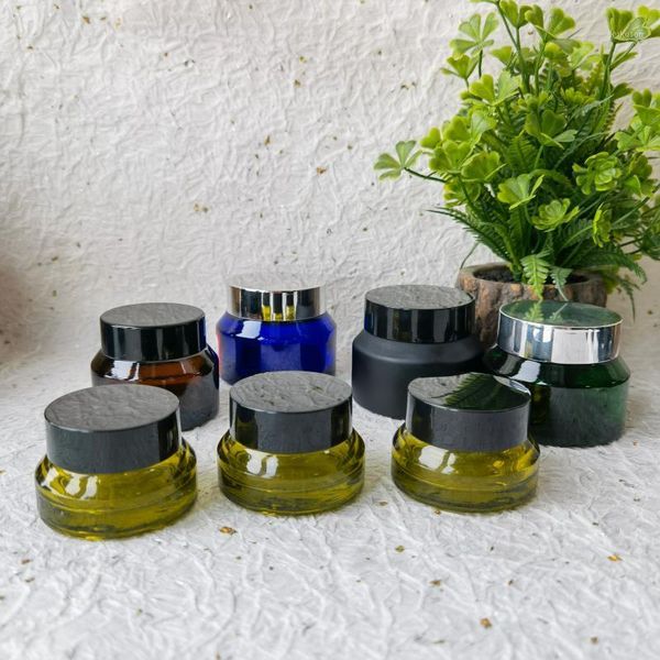 

storage bottles & jars 5pcs 15g/30g/50g empty colorful skin care glass refillable cream jar pot witth plastic cap travel vials cosmetic cont