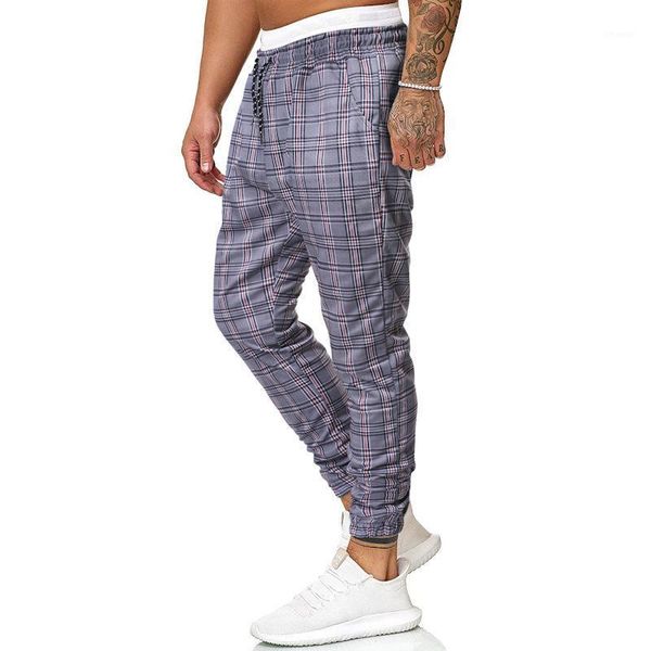 

sku: k17 - men big yards elastic fashion grid with casual pants men's, Black