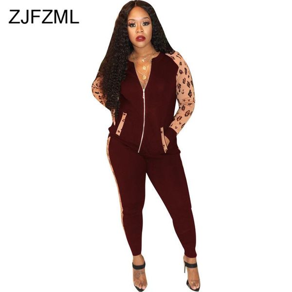 

two piece dress leopard splicing 2 set clothes for women long sleeve pockets outwear+bodycon trouser suits vintage matching, White