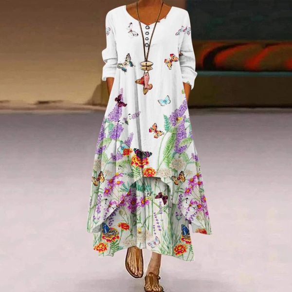 

casual dresses bohemian summer beach dress women flowers print loose floral long maxi party vintage vestidos robe mujer female, Black;gray