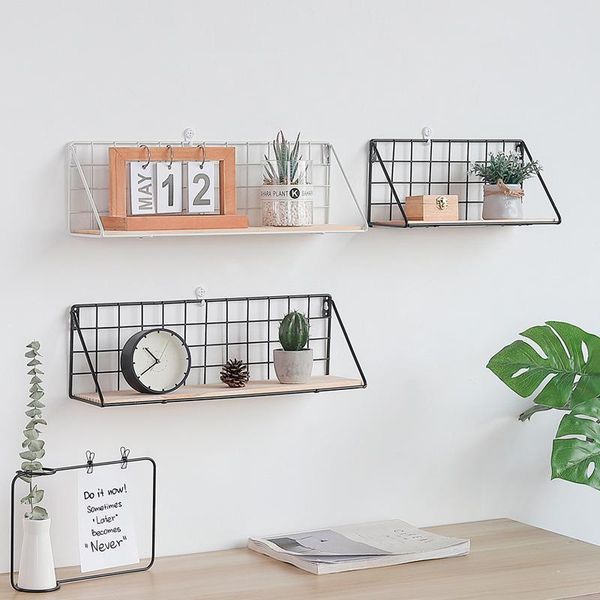 

hooks & rails shelf simple wrought iron grid home living room wall decoration perforated h88f