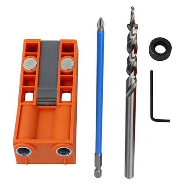 

15 degrees pocket hole jig, 5pcs/set locating hole jig kit with drill guide for woodworking angle drilling holes gps