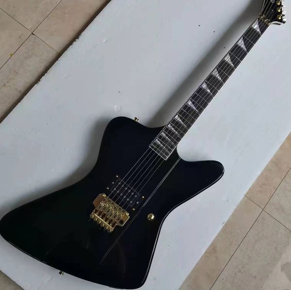 

limited black electric guitar ,gold hardware double roll