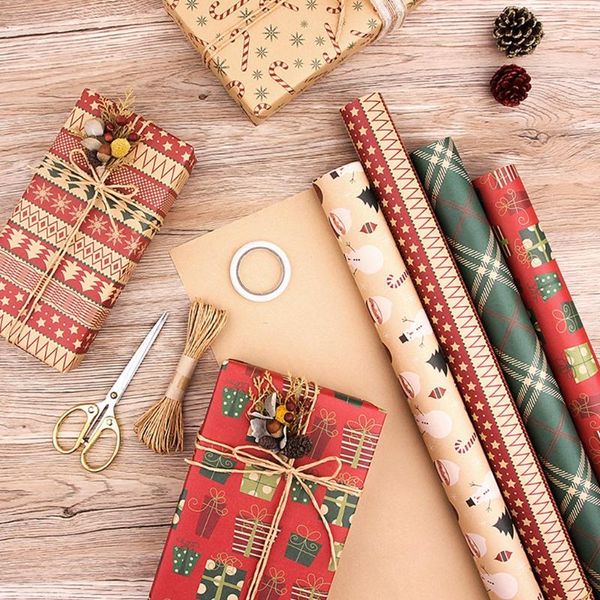 

gift wrap 50x70cm retro christmas gifts wrapping paper diy handmade present packing kraft wraps for xmas party holiday