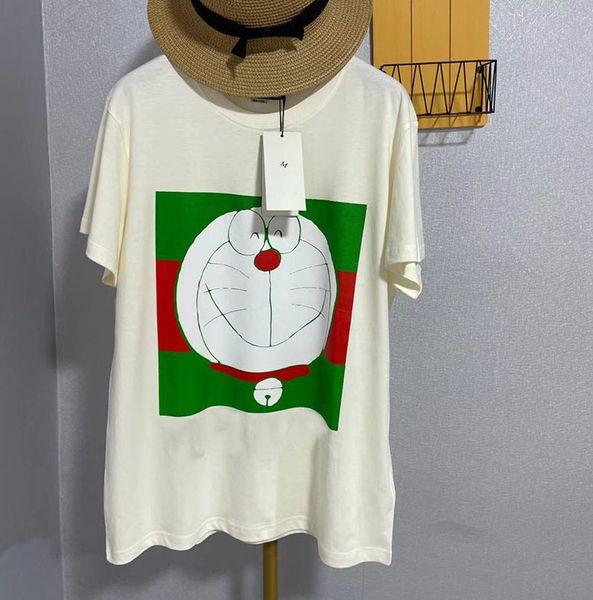 

21 early spring new machine cat t-shirt cotton loose medium length short sleeve doraemon1, White;black