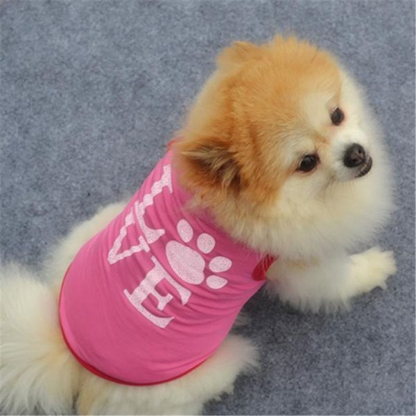 

dog apparel pet costume clothes small dogs cat vest t-shirts puppy pink footprints t-shirt clothing