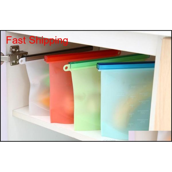 

1000ml food sile fresh bag reusable vacuum sealed er bag slide lock snacks/sandwiches/meat marinades stora jllztj mywjqq