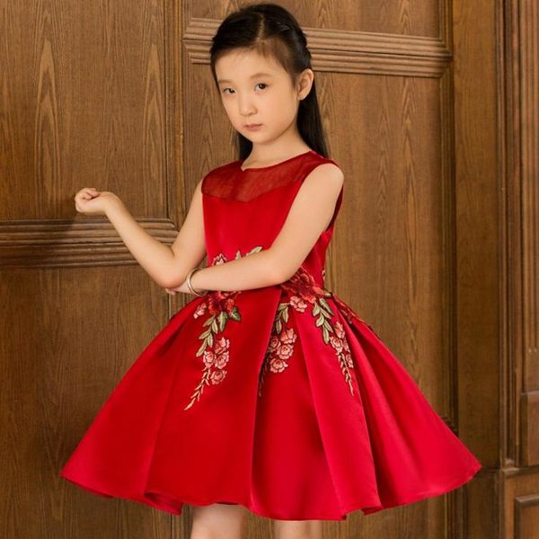 

girl's dresses red children's flower girl pageant party formal dress, Red;yellow