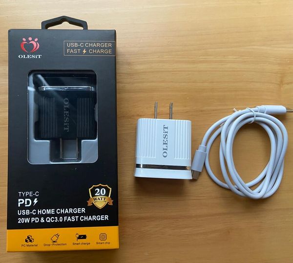 Olesit PD 20W USB-C Tipo c cavo Caricabatteria da auto da muro USA 5V qc3.0 Adattatore di alimentazione portatile per Samsung huawei kit caricabatterie per telefoni Android