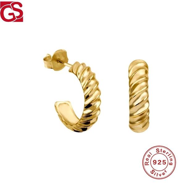 

hoop & huggie gs twisted c shape earrings 925 sterling silver personalized latest fashion for women find jewelry accessories, Golden;silver