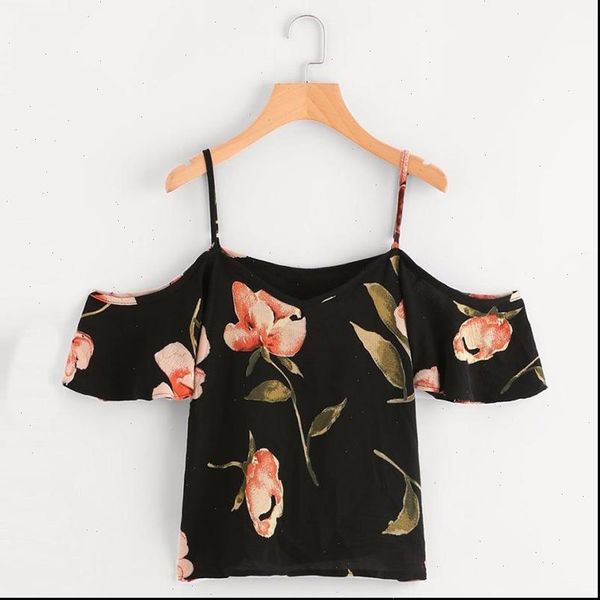 

summer blusa feminina women blouses cold shoulder floral print short blouse crop blusas mujer de moda new, White