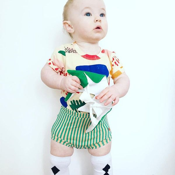 

kids shorts 2021 spring summer strafina boys girls shorts baby cotton striped children clothes short pants, Black