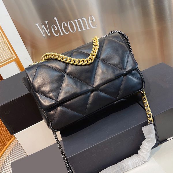 

19 series lambskin leather black bags vintage quilted matelasse chain totes cross body shoulder clutch gold metal hardware large capacity ha