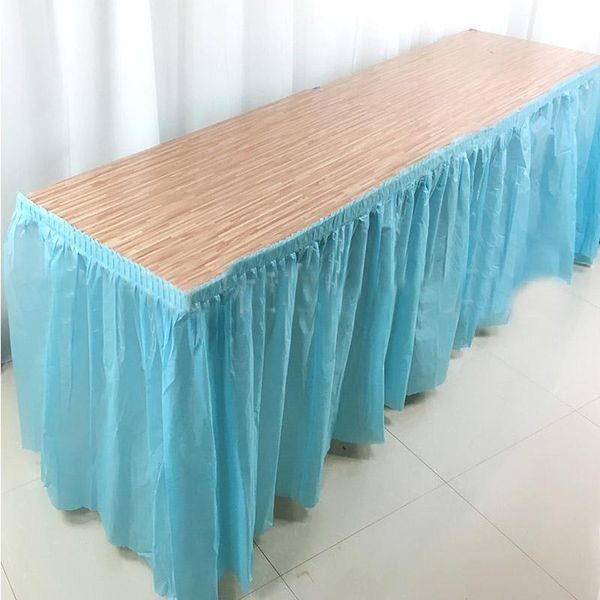 

disposable table skirt plastic party 13 colors 73x420cm table cover for birthday party wedding festival decoration
