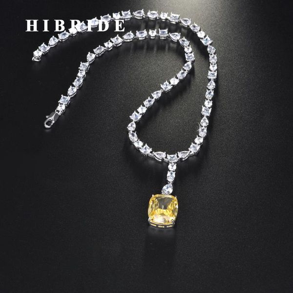 

pendant necklaces hibride luxury square shape yellow color necklace for women girls jewelry wedding accessories party gifts n-711, Silver