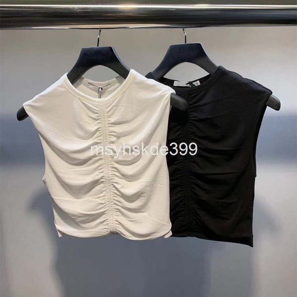 

women's tanks & camis aw wang's summer drawstring short sleeveless cotton vest t-shirt women's fashion net red, White