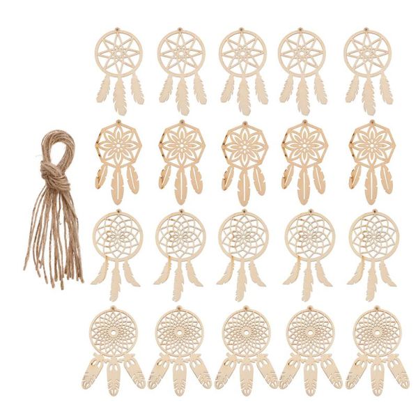 

decorative objects & figurines 40pcs wood hanging ornaments kits unfinished dream catchers with twines
