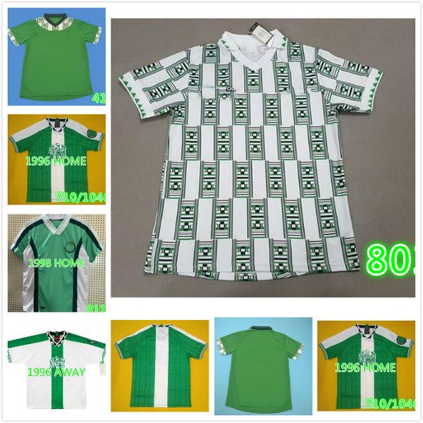 

1994 1996 1998 retro soccer retro jersey 96 98 amokachi yekini ikpeba soccer shirt okocha amokachi okoro classic football uniform, Black;yellow