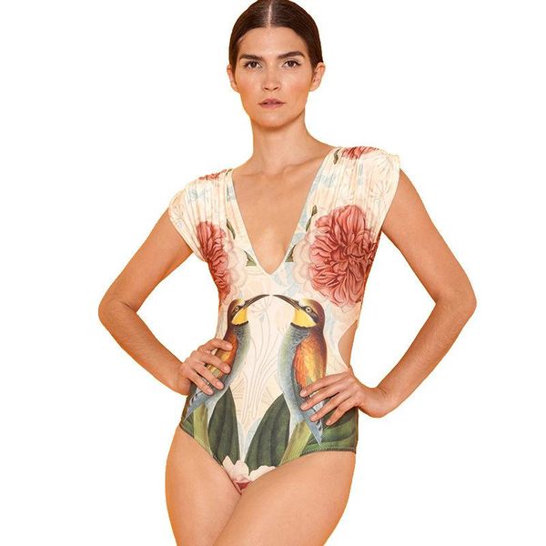 

vintage swimsuit women one piece swim suit swimwear 2021 new 2021 neck bikini female design animal polyester fmzxg push up