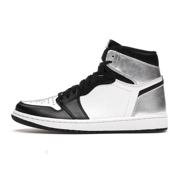 

men women basketball shoes jumpman 1 1s high silver toe sneakers original box