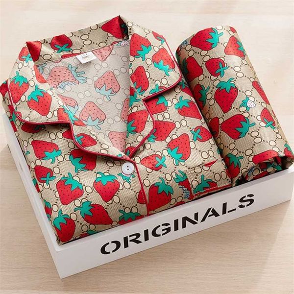 

sleepwear women's faux silk satin pajamas set nightwear long sleeve home clothes for women sleeping shirt wear 211106, Black;red