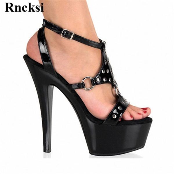 

sandals rncksi pole dance women straps shoes 15cm high heel platforms star model party wedding dress, Black