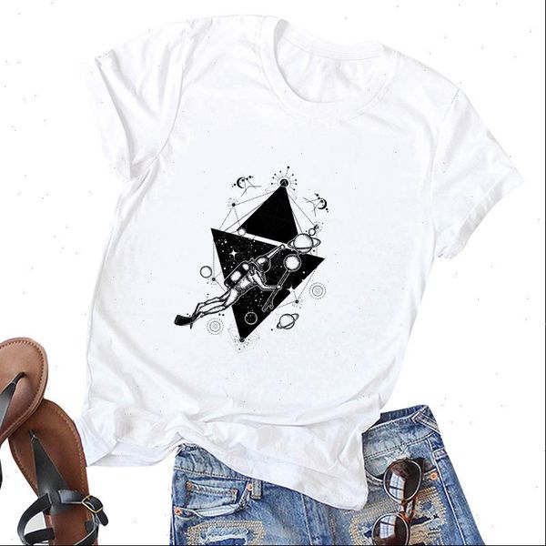 

lus los 2021 new tshirt pattern print universe faith harajuku tshirt women tshirt o neck short sleeve white female clothing