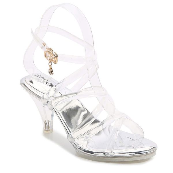 

sandals crystal heel summer 2021 high heels female thick fairy style, Black