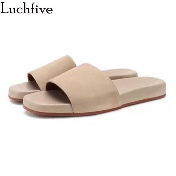 

slippers 2021 open toe runway flats mule women's shoes big size ladies slides summer apricot sapatos feminina, Black
