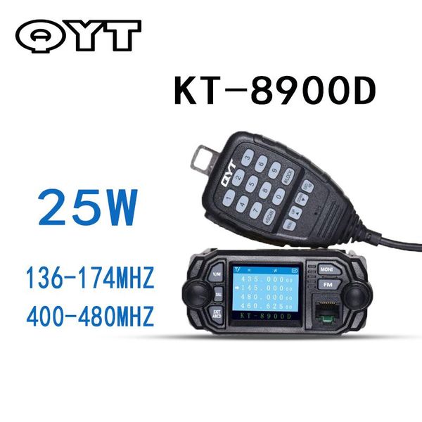 

walkie talkie qyt kt-8900d vhf uhf mobile radio dual band autoradio fm 25w 10km communication distance