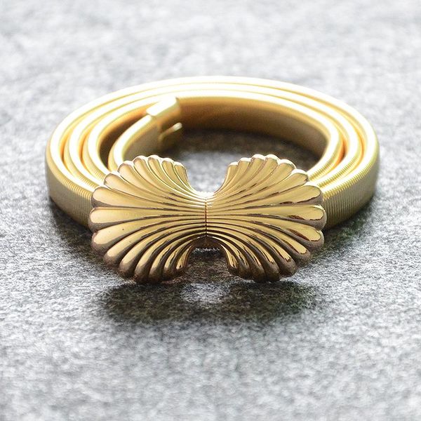 

belts fashion ladies belt elastic metal waist chain golden shell buckle ornaments dress summer bg-270, Black;brown