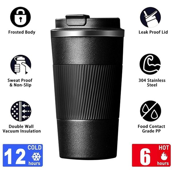 

380ml/510ml double stainless steel coffee thermos mug with non-slip case car vacuum flask travel insulated portable coffee cup