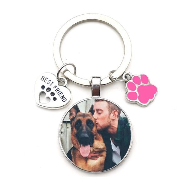 

custom diy dog p keychain i love dog glass crystal pendant mini heart keychain car key man and girl favorite gift jllsby