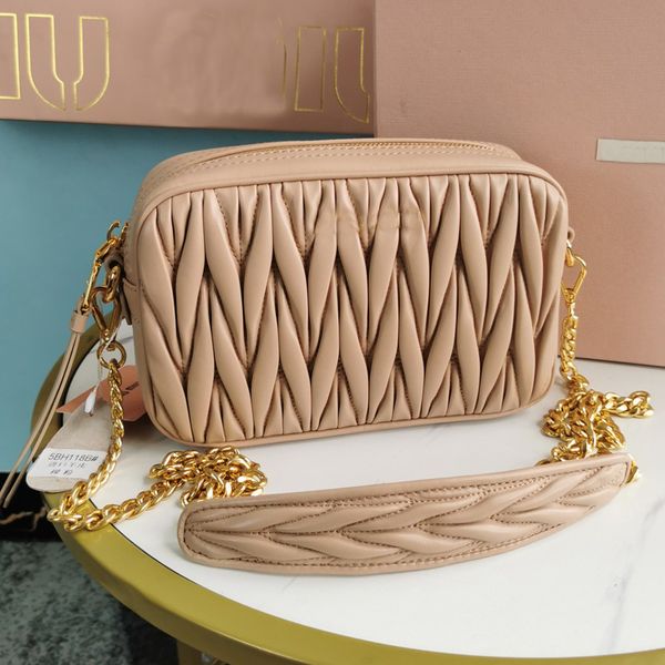 

bag messenger miu bag chain shoulder purse handbag women crossbody bags fashion plain soft sheepskin pleated genuine leather zipper bo69