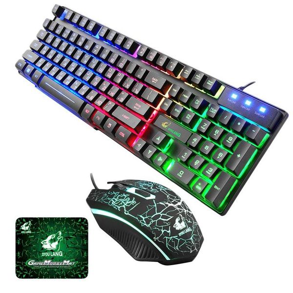 

keyboard mouse combos ziyou lang gaming russian and set t5 wired led rainbow backlight usb ergonomic colorful for pc laptablet