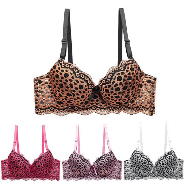 

bras b c cup women leopard push up bra with wire steel lingerie underwear 1939s, Red;black