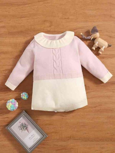 

baby color block cable knit bodysuit she, Blue