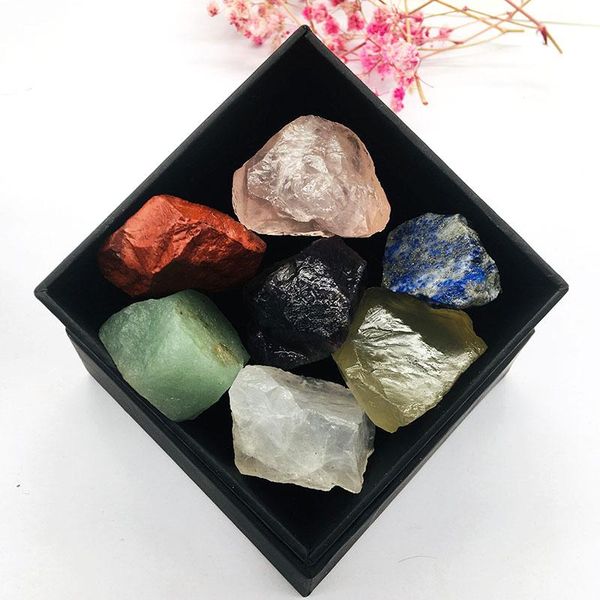 

decorative objects & figurines wholesale 7 chakra white quartz gift meditation set crystals healing stone box sets
