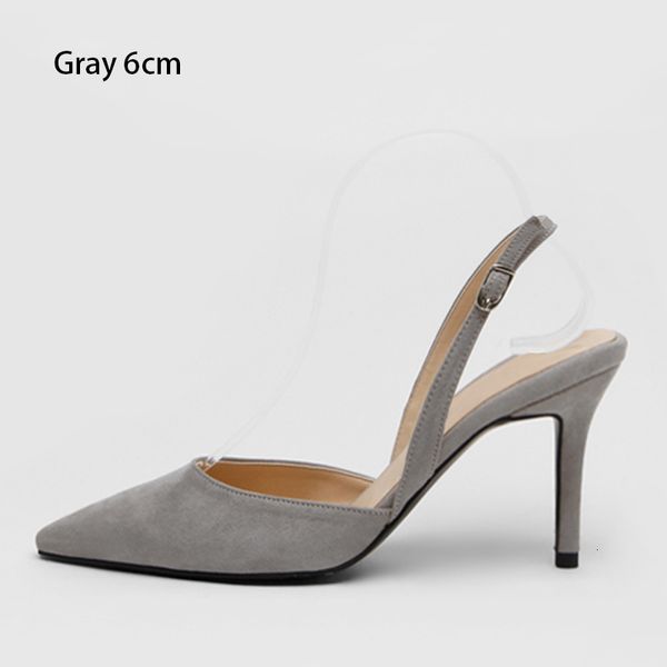 

classic suede fashion to toe asakuchi high-heeled hollow heels return straps female yellow/grey size 33-42 vvnv, Black