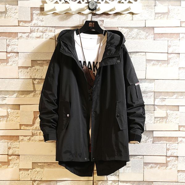 

2021 new casual mens windbreaker jackets long trench coat for men spring autumn winter clothes b286, Tan;black