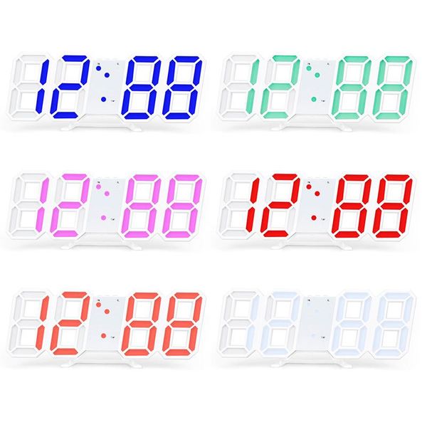 

3d led digital clock snooze bedroom desk alarm clocks hanging wall clock calendar home decor gift