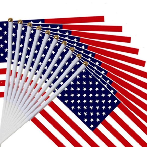 New Mini America National Hand Bandeira 21 * 14 cm Estrelas dos EUA e as Stripes Flags para Festival Celebration Parade Eleitor geral EWA6367