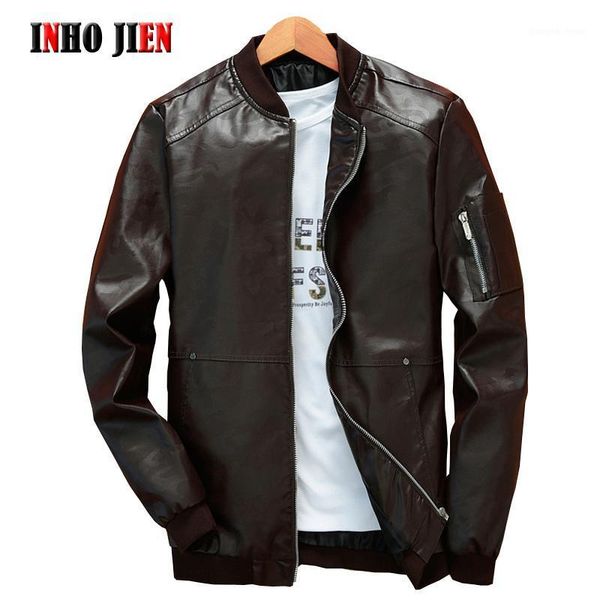 

men's fur & faux arrival leather jackets motorcycle jacket male outerwear mens coats spring autumn pu de couro coat plus size, Black