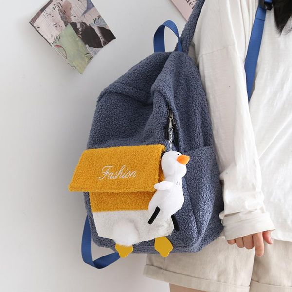 

backpack japanese women plush female korean panelled shoulder school bags for teenage girls college travel backpacks ladies