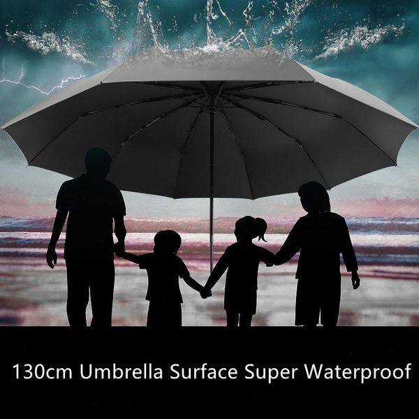 

umbrellas 130cm big size umbrella men rain woman windproof large paraguas male women sun 3 folding outdoor parapluie