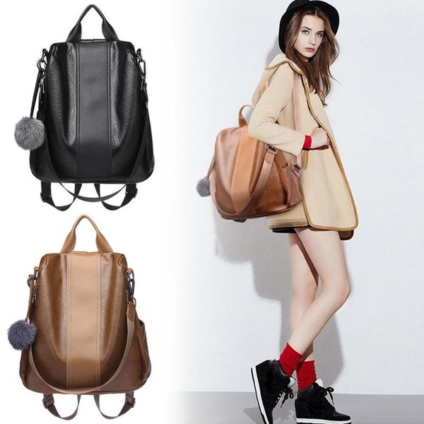 

outdoor bags women leather backpack waterproof anti-theft school shoulder bag travel rucksack lt88