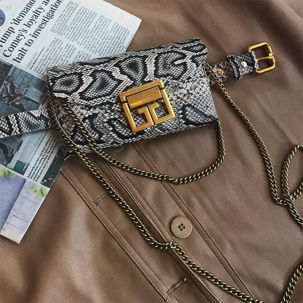 

waist bags snakeskin bag women fashion multifunction shoulder female crossbody lady chain square trend phone handbag