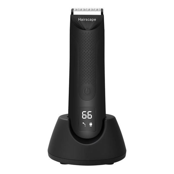

hair clippers groin trimmer men replaceable ceramic blade head, waterproof dry/wet electric clippers, standing charging base